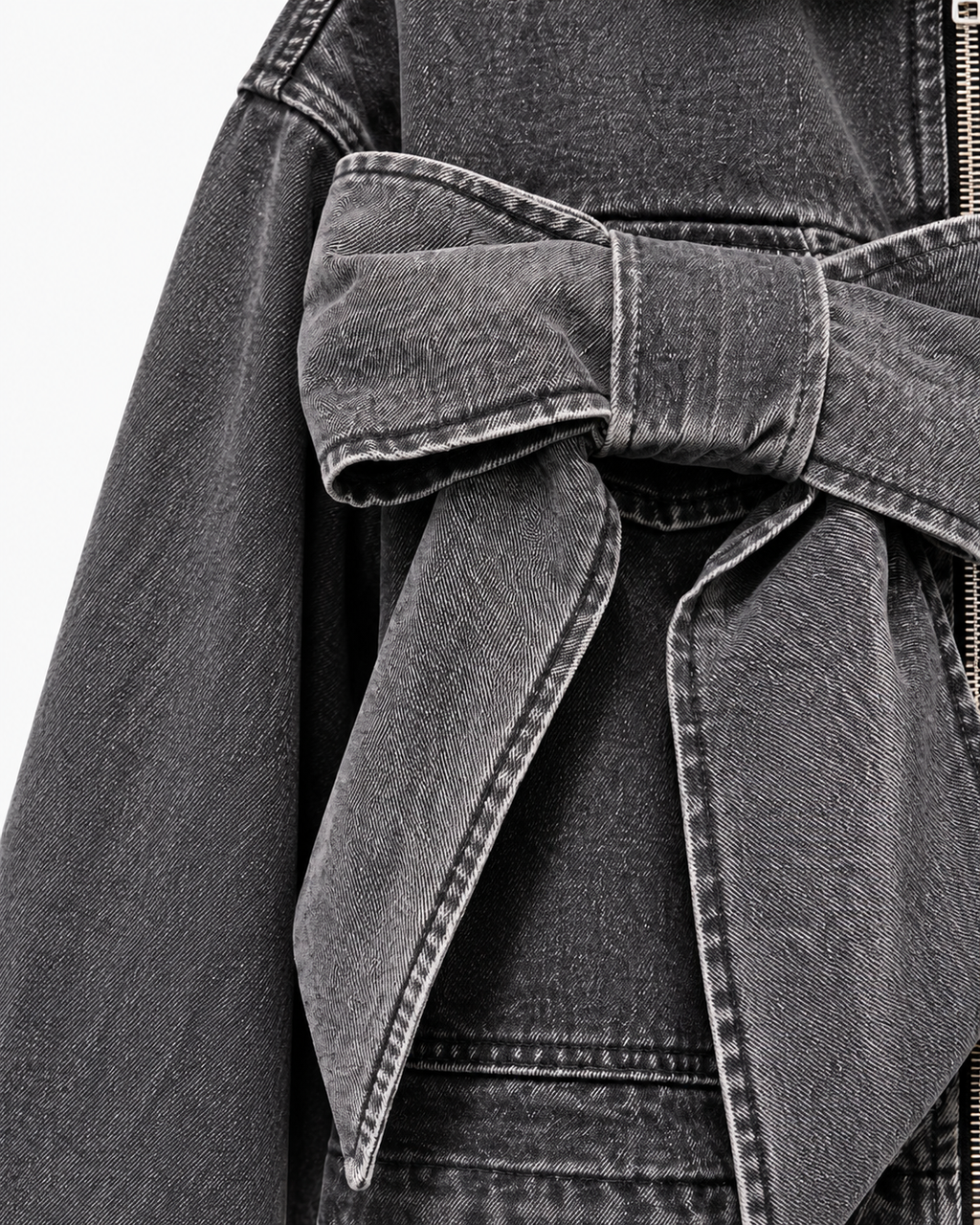 Giubbino in denim con fiocco MeiMeiJ - dettaglio fiocco