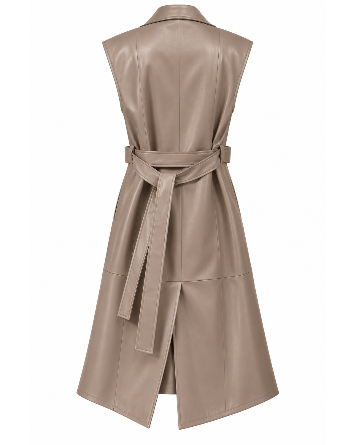 Gilet lungo in ecopelle taupe