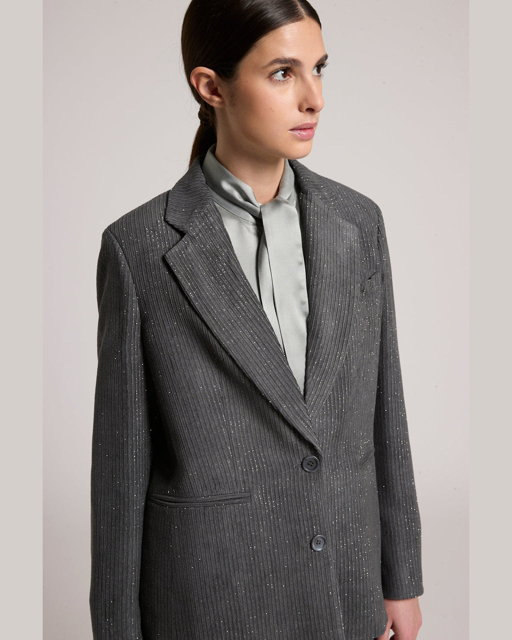 Peserico, giacca monopetto in velluto lurex – immagine 2