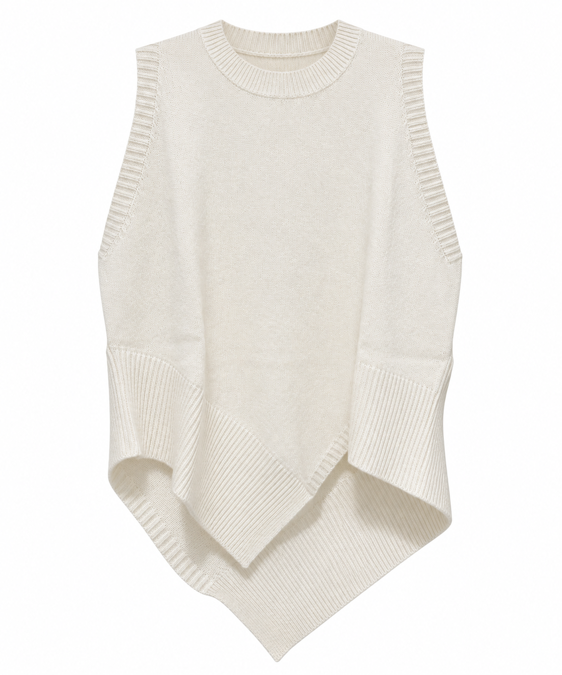 Biarritz 1961, gilet asimmetrico in cashmere panna
