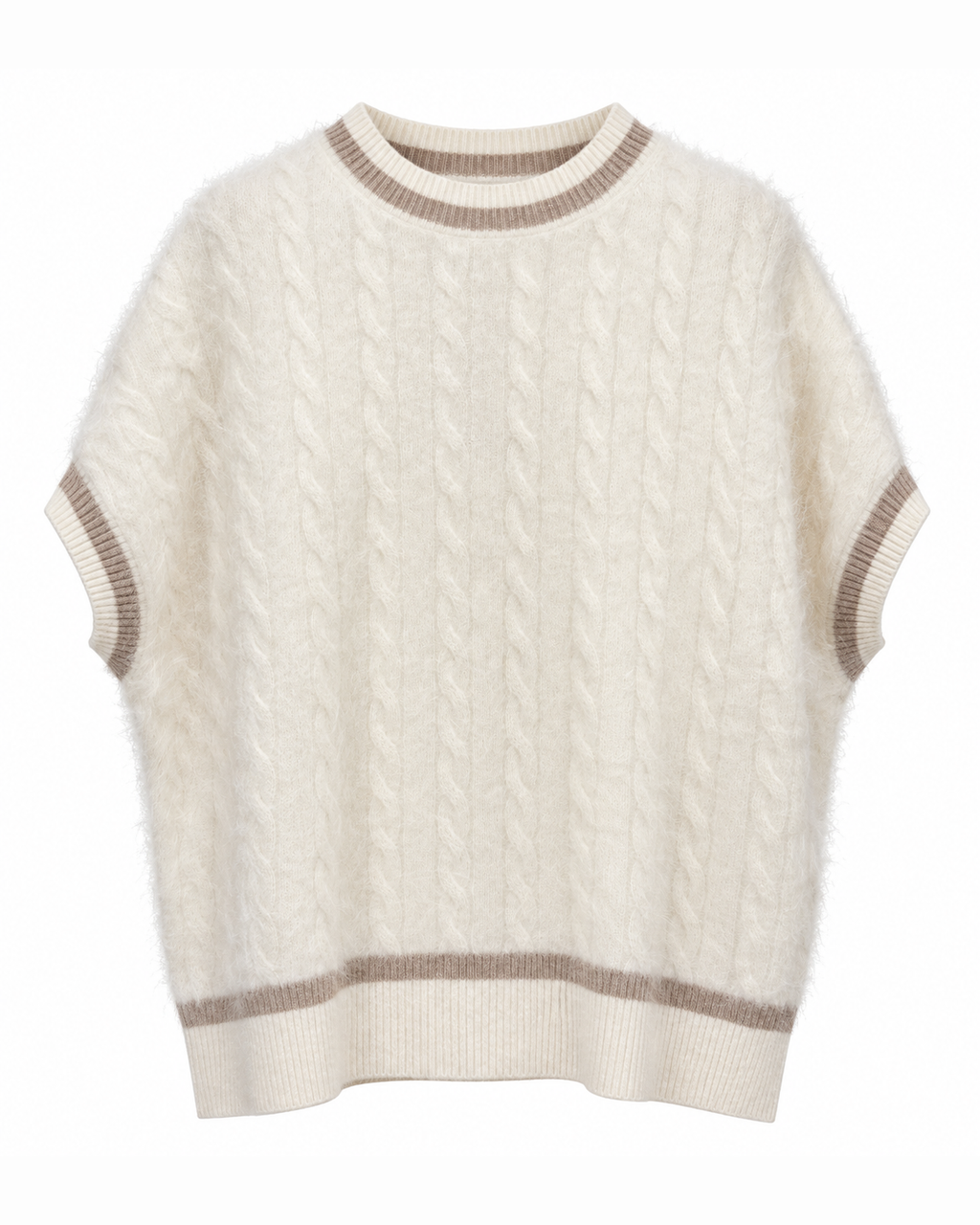 Solocascmir, gilet a treccia bicolore