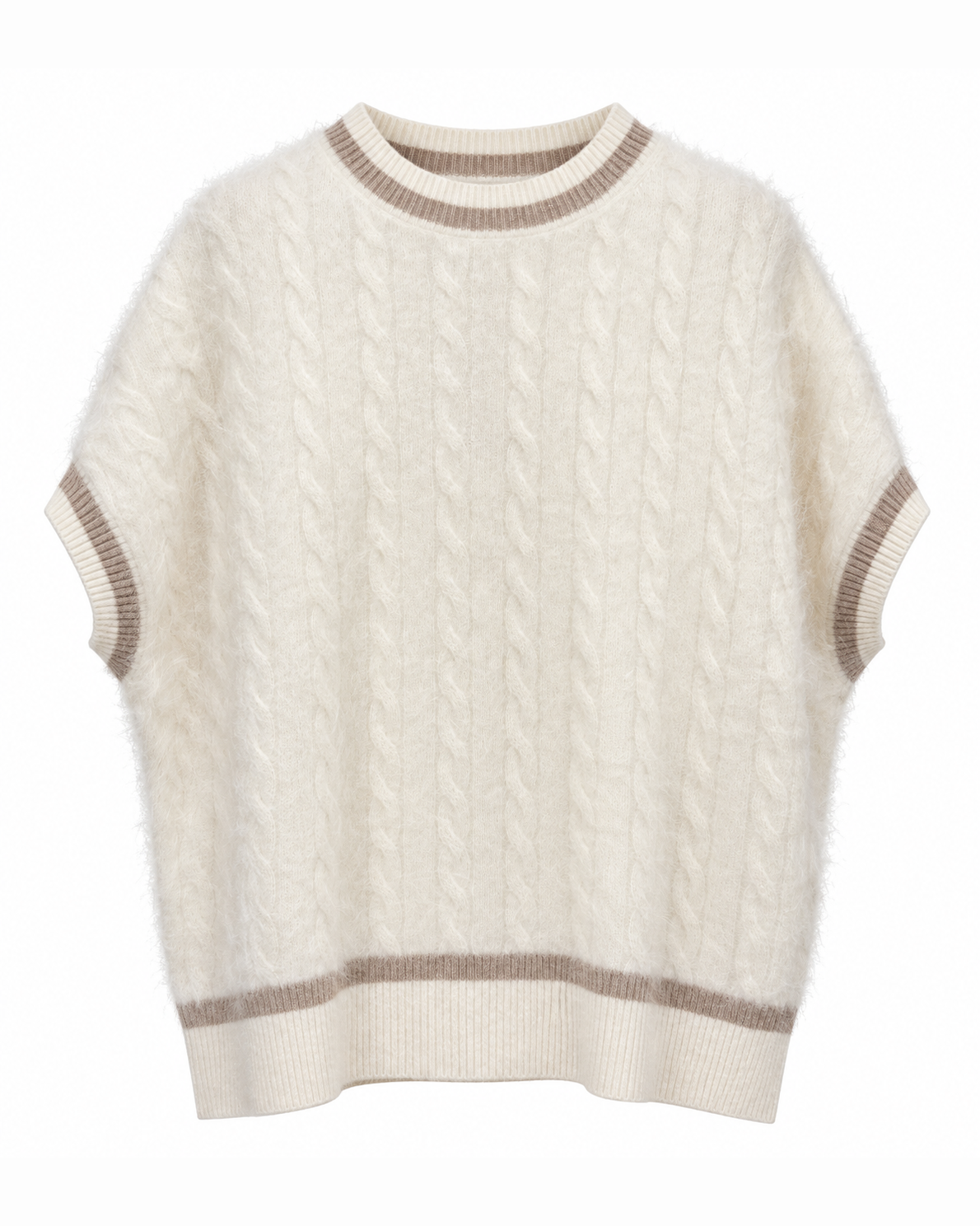 Solocascmir, gilet a treccia bicolore