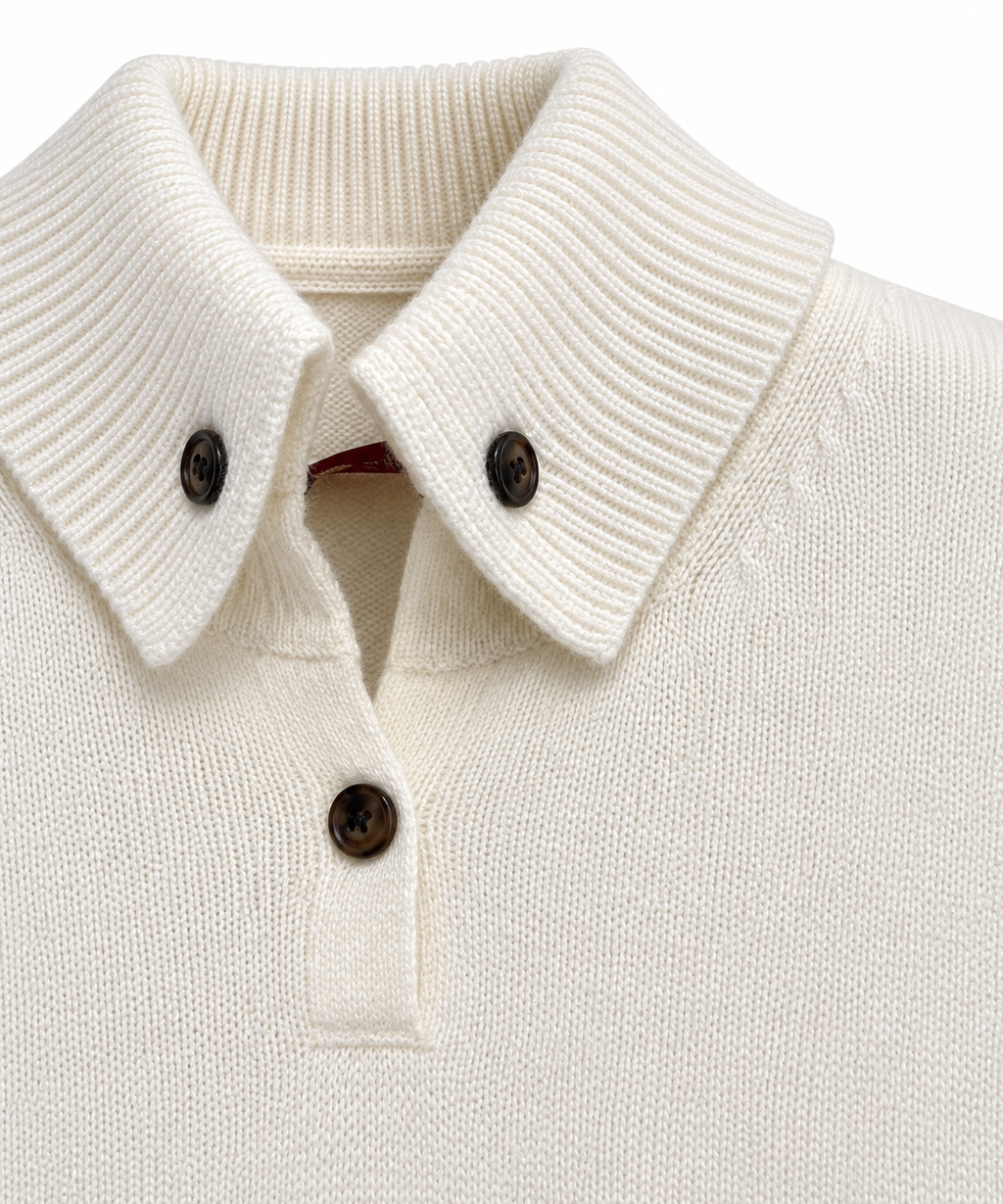 Biarritz 1961, polo in lana e cashmere panna – immagine 3