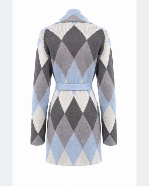 Wood, cardigan lungo a quadri – immagine 2