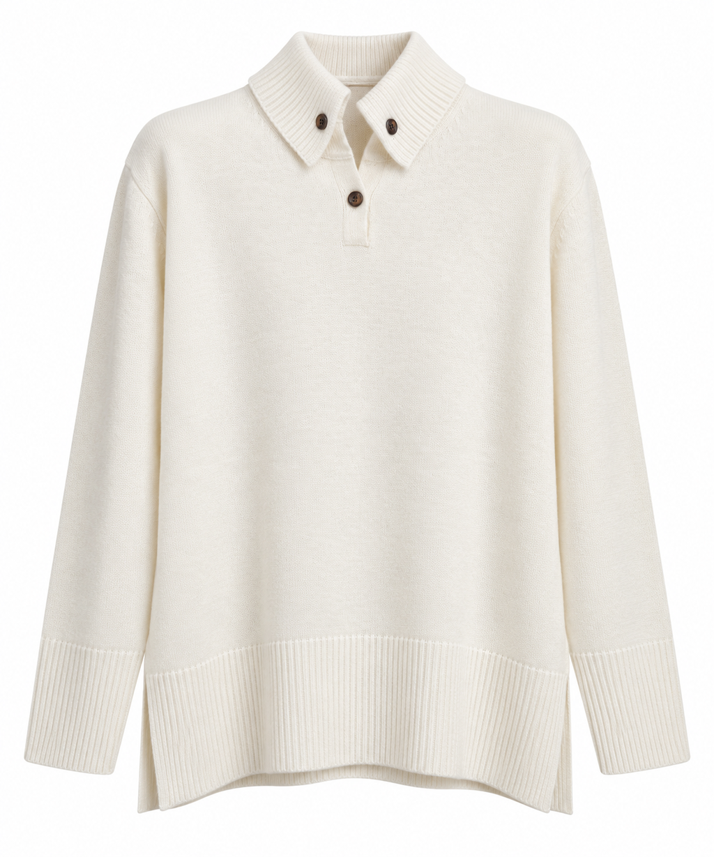 Biarritz 1961, polo in lana e cashmere panna