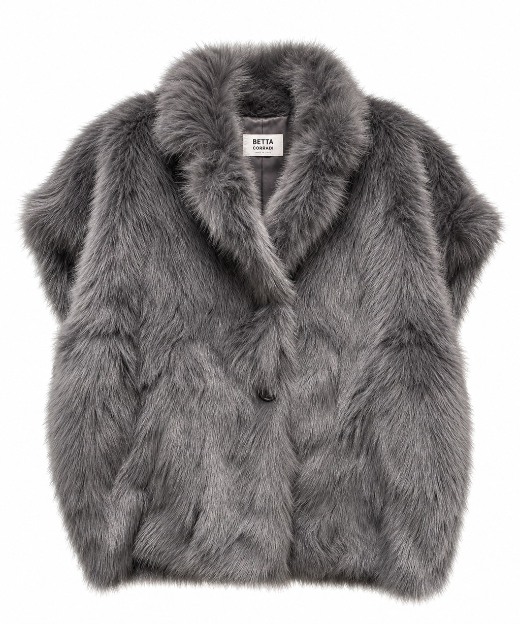 Betta Corradi, gilet oversize piombo
