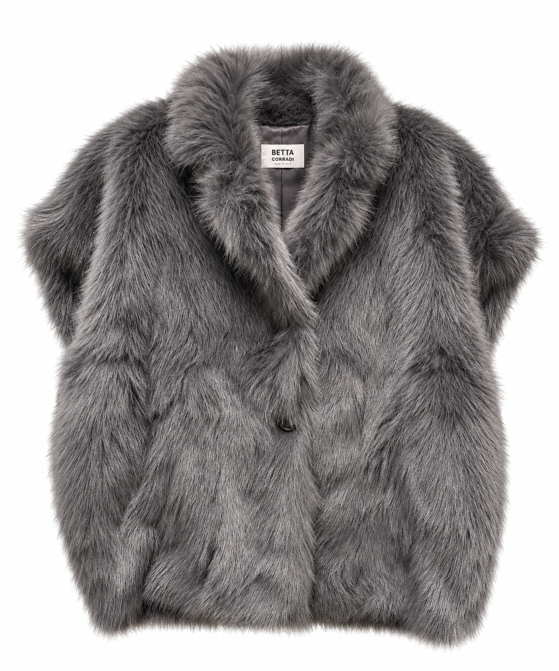 Betta Corradi, gilet oversize piombo