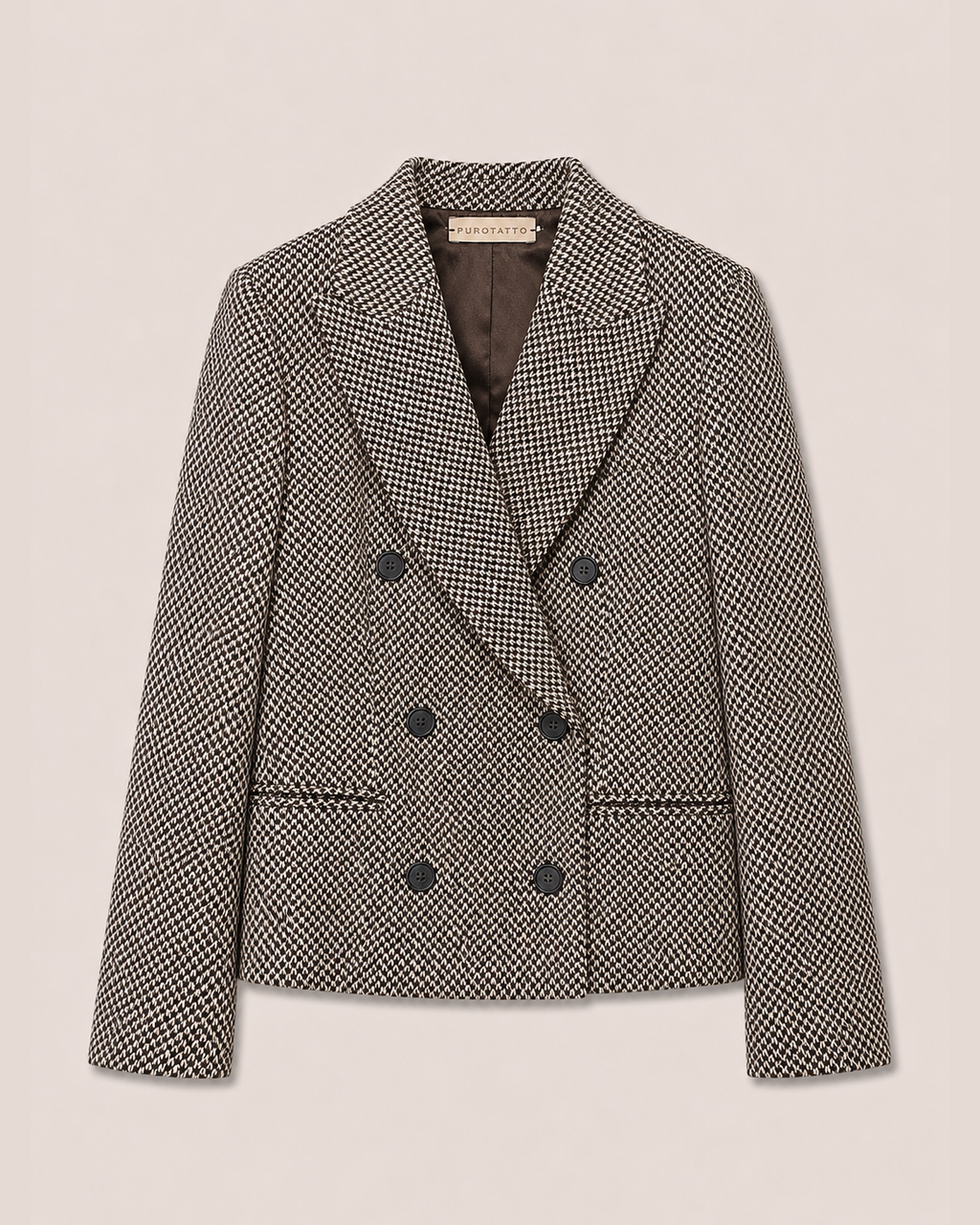 Purotatto, giacca pied de poule marrone
