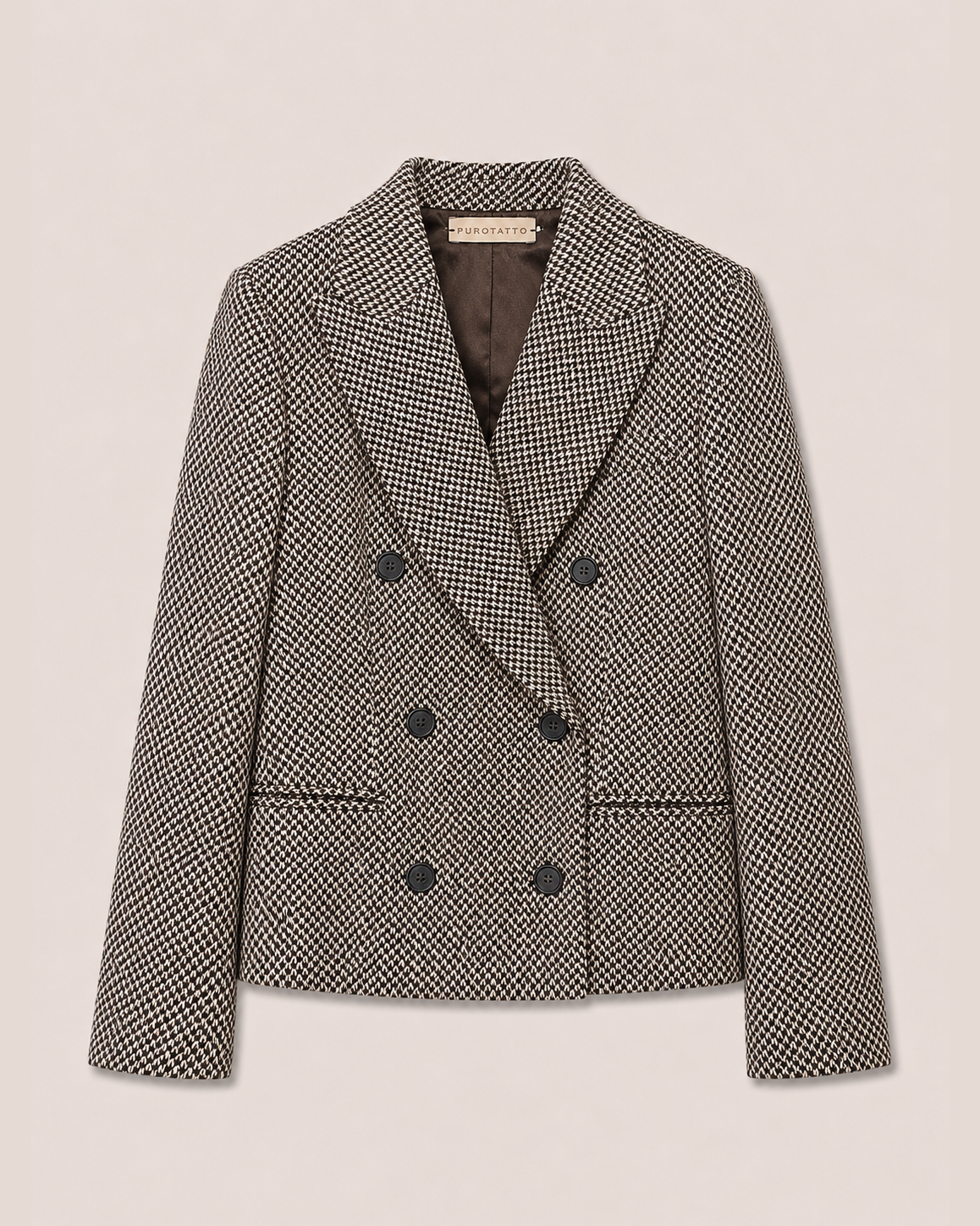Purotatto, giacca pied de poule marrone