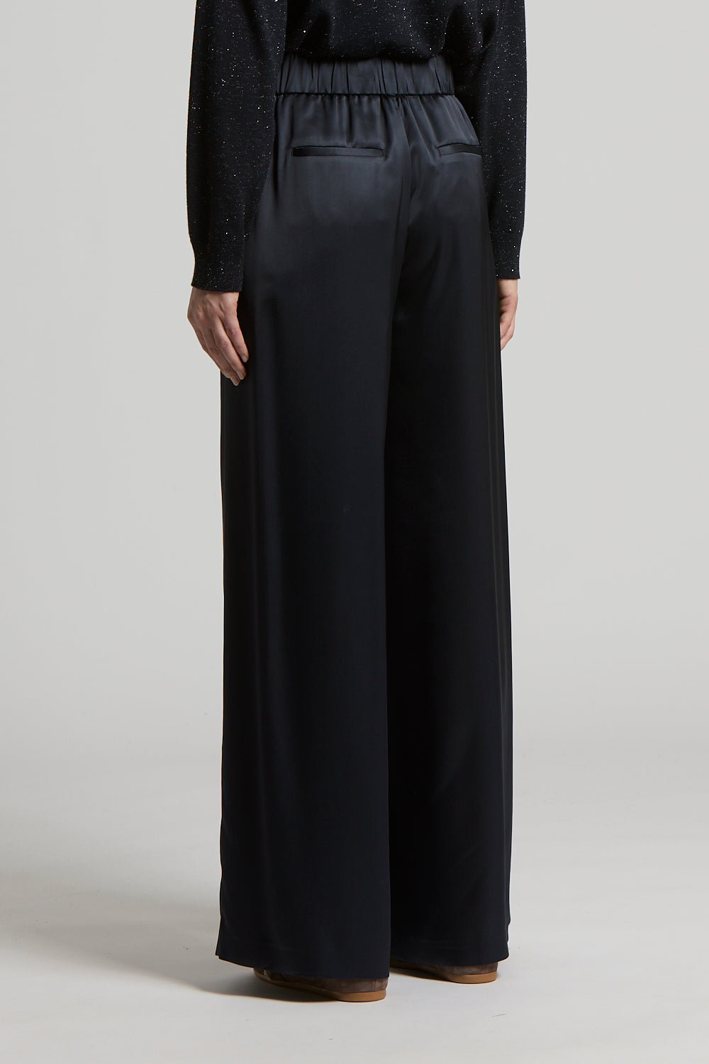 Peserico, pantalone palazzo in raso di viscosa – immagine 4