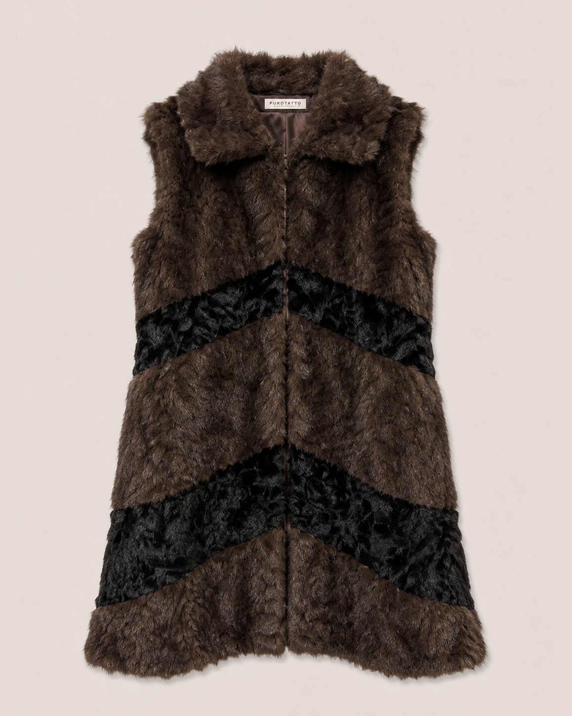 Purotatto, gilet in ecopelliccia bicolore