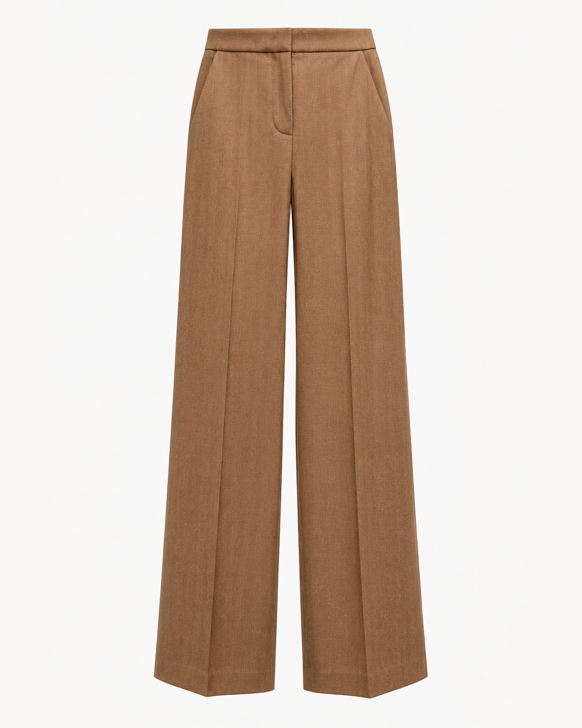 Via Masini 80, pantalone palazzo spigato nocciola