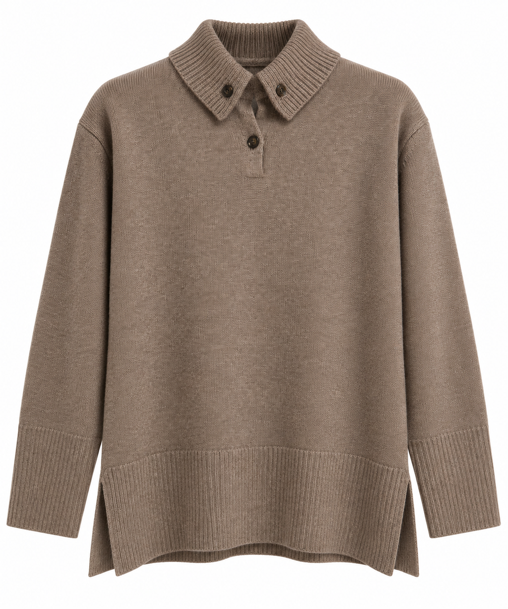 Biarritz 1961, polo in lana e cashmere taupe