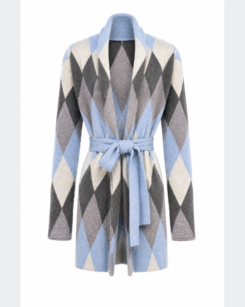 Wood, cardigan lungo a quadri