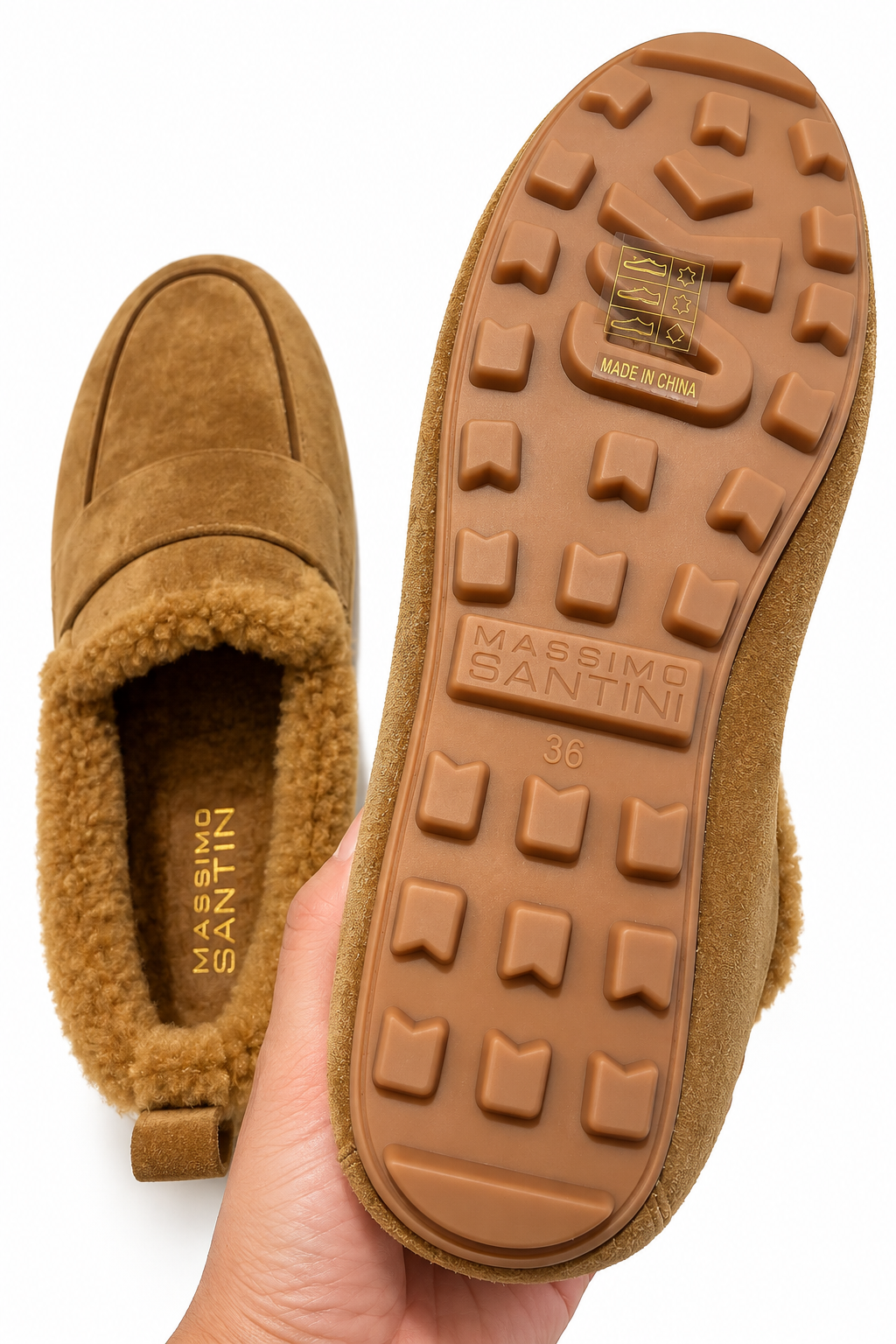 Massimo Santini, mocassino in camoscio con eco fur – immagine 3