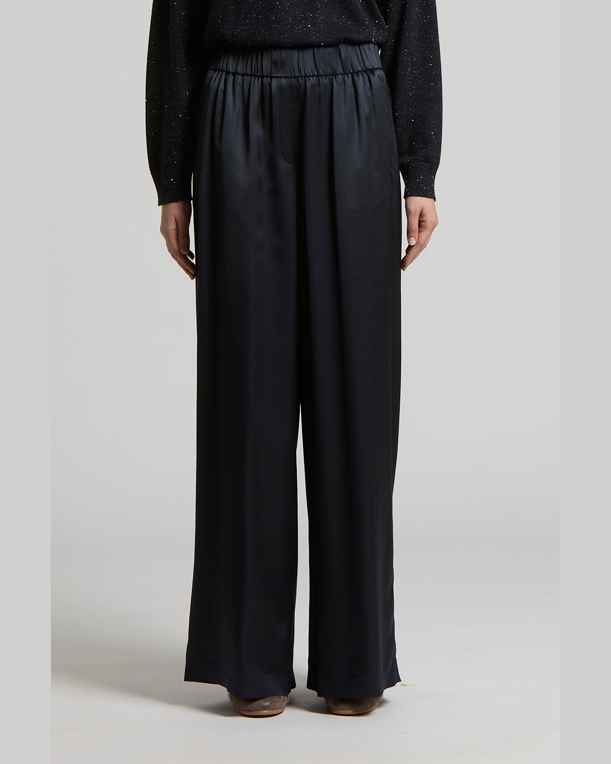 Peserico, pantalone palazzo in raso di viscosa