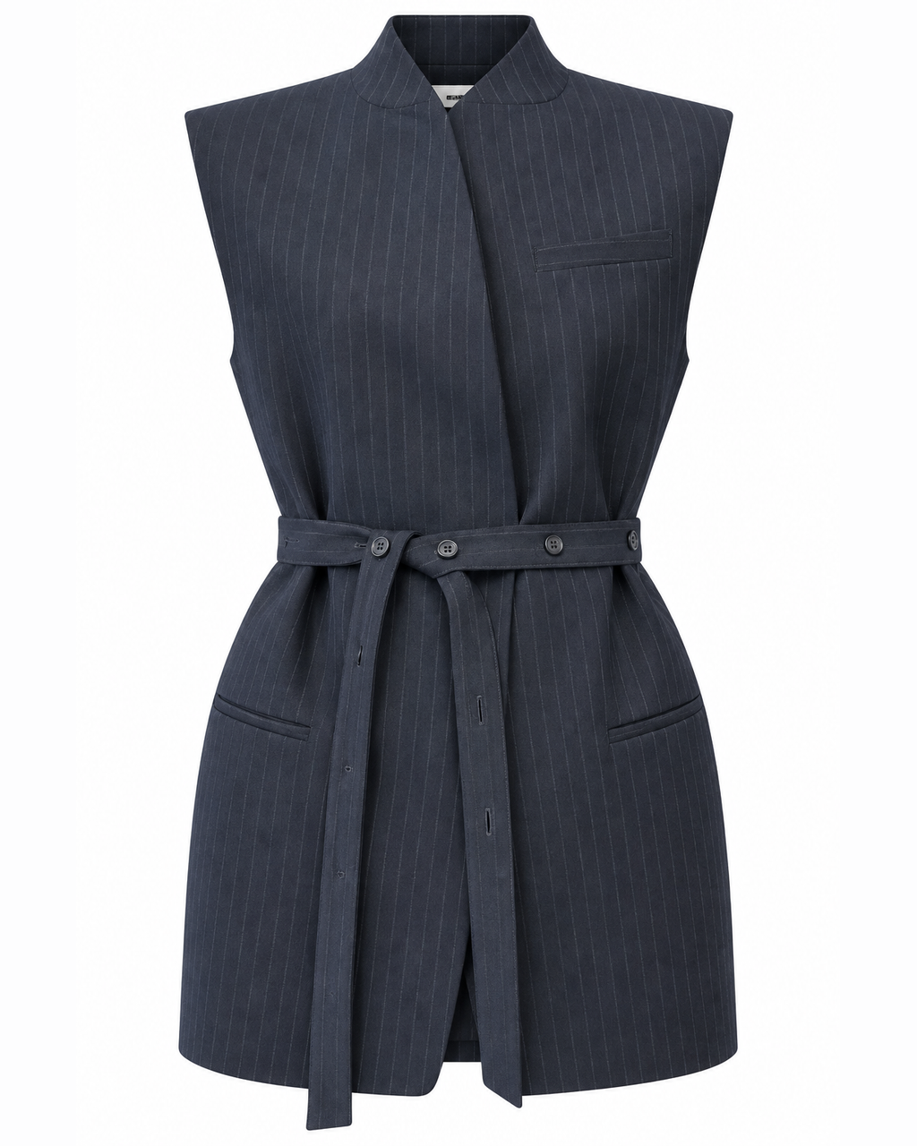 MeiMeiJ, gilet gessato blu