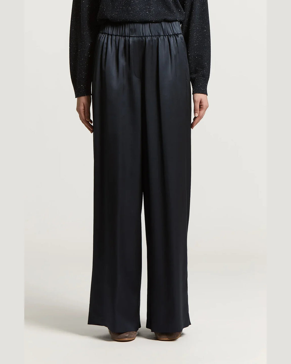 Peserico Easy, pantalone palazzo in raso di viscosa