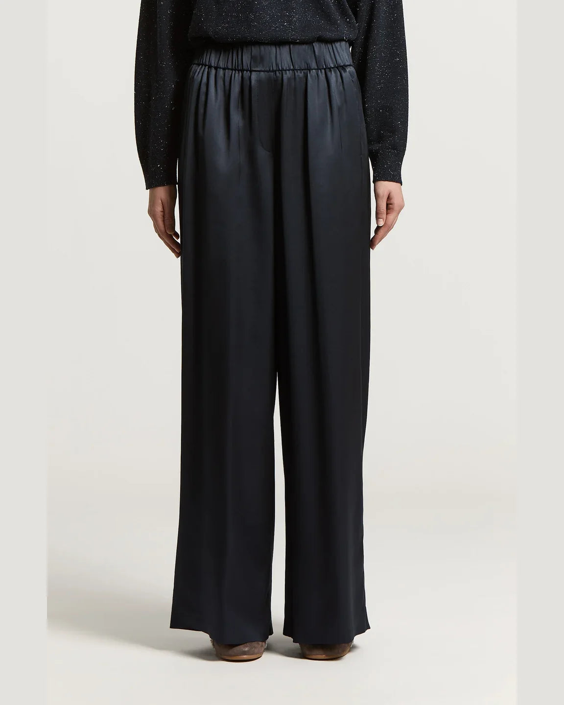 Peserico Easy, pantalone palazzo in raso di viscosa