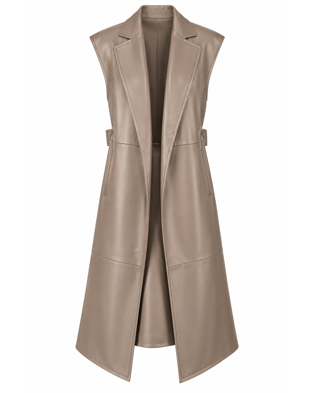 Gilet lungo in ecopelle taupe