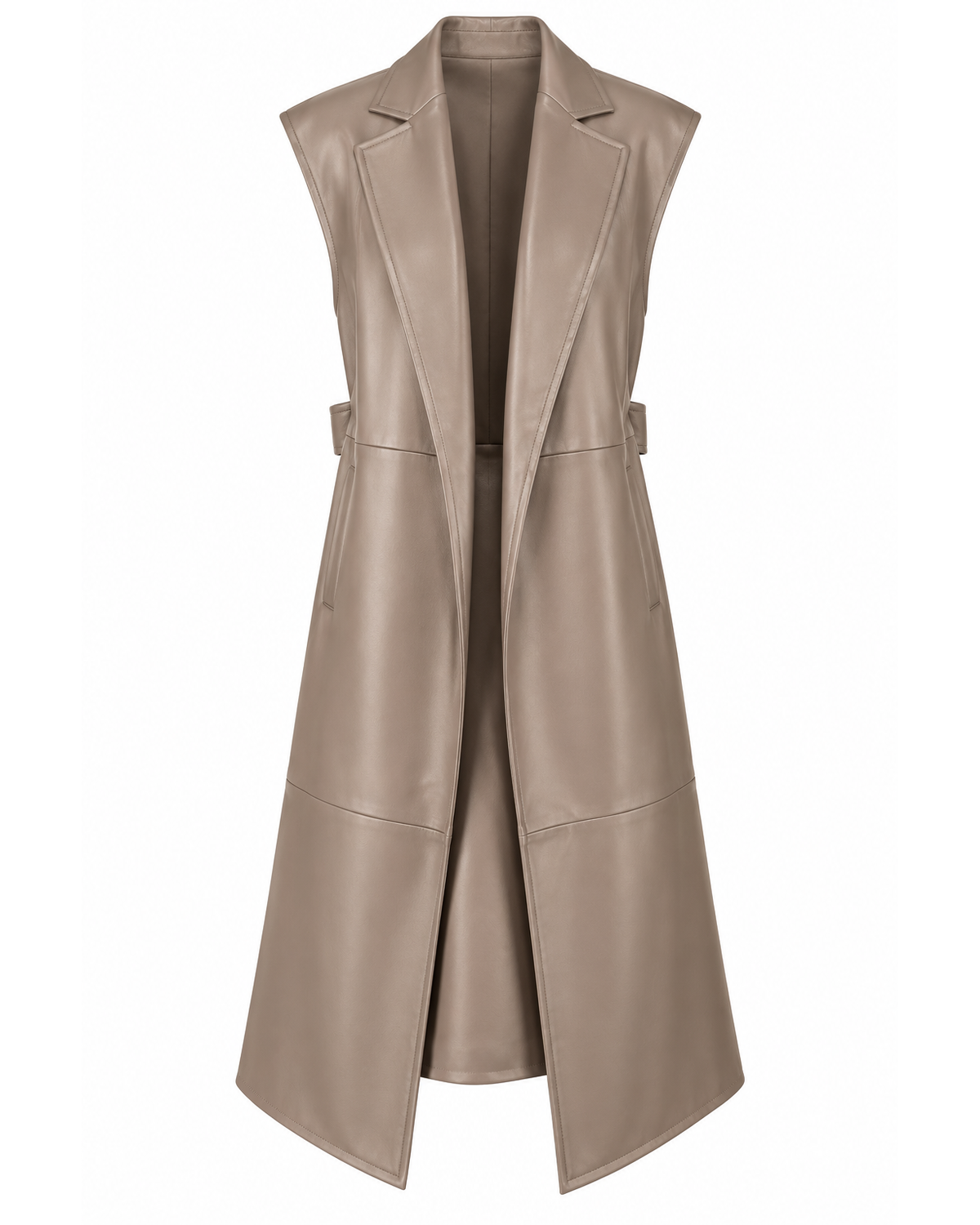 Gilet lungo in ecopelle taupe