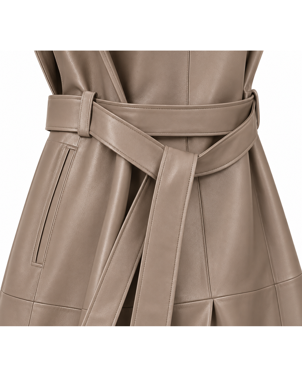 Gilet lungo in ecopelle taupe