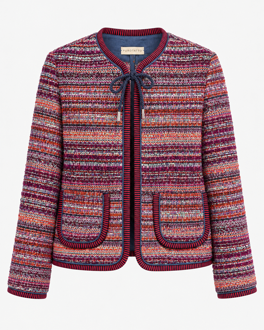 Giacca Purotatto multicolore con fiocco, vista frontale