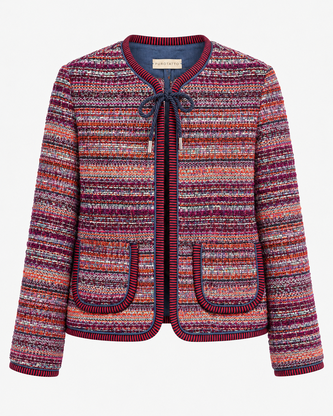 Giacca Purotatto multicolore con fiocco, vista frontale