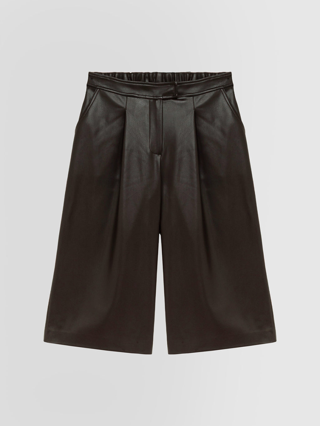 Bermuda in ecopelle marrone