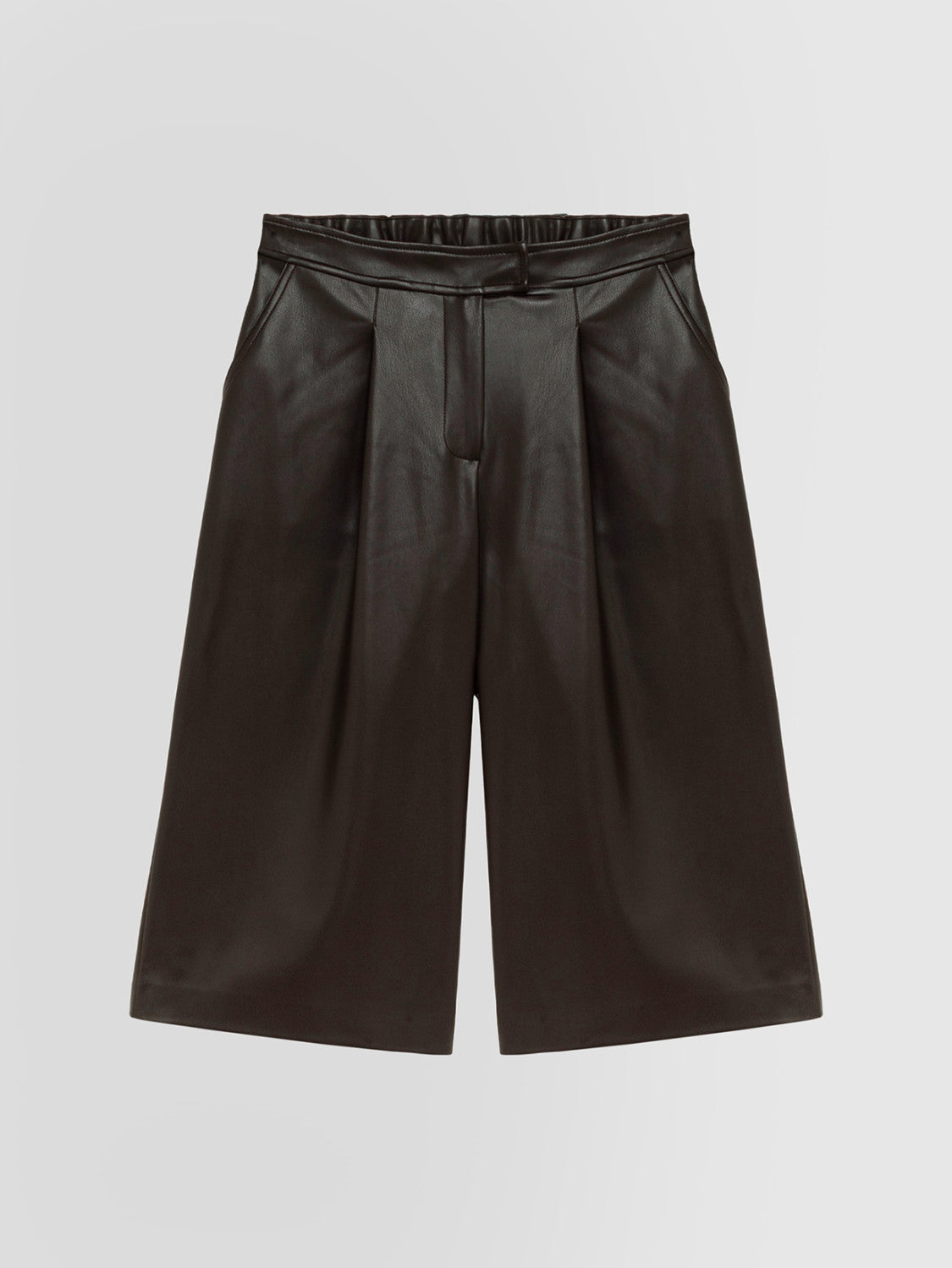 Bermuda in ecopelle marrone